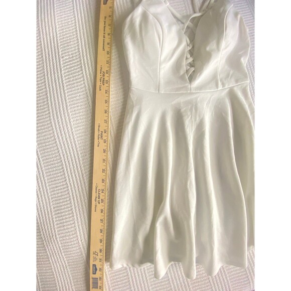 Speechless small off white cream summer mini dress w straps vneck flare NWOT - Picture 4 of 8